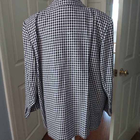 Giorgio Saint Angelo Vintage Houndstooth Linen Dark Navy Blazer Jacket 22 - Picture 6 of 12